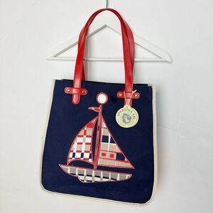 Spartina 449 Quarterdeck Beach Bag Tote Red+Navy New with Tags